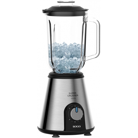 SOGO SuperCrusher | Licuadora con Jarra de Cristal, 5 velocidades, 1.5L de Hielo, - Telosirvo.com